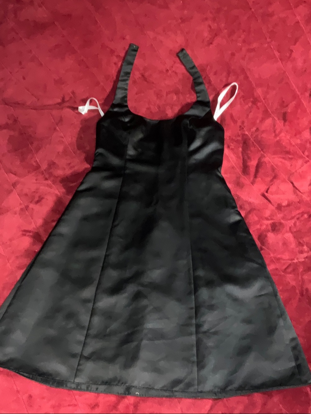 David's Bridal Black Satin Backless Cocktail Dress